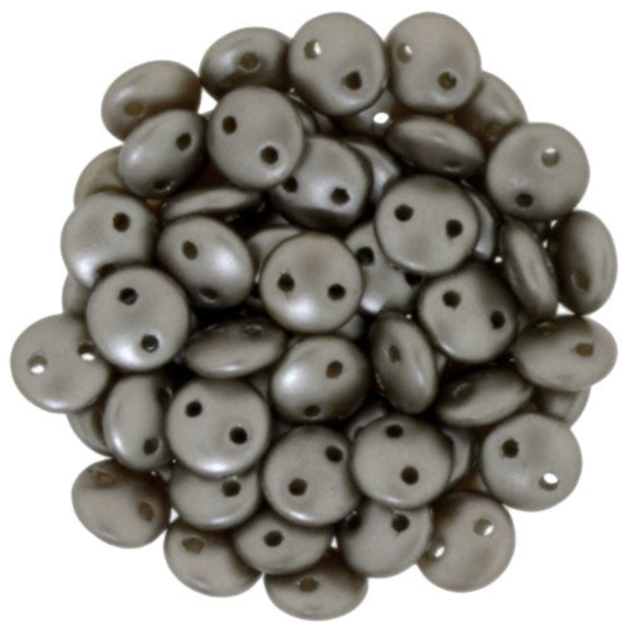 Czechmate 6mm Lentil Glass Czech Two Hole Bead, Pearl Coat - Brown Sugar